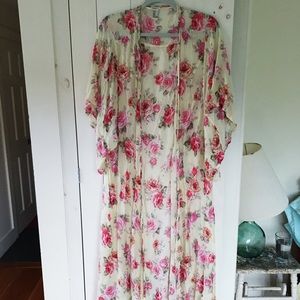 Forever 21 Roses Maxi Kimono NWOT